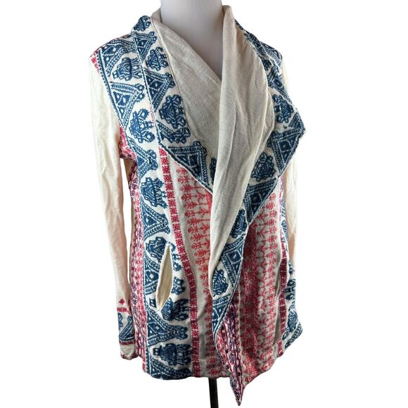 Sundance Shawl Collar Embroidered Cardigan Open Front Drape Women's Size Medium - Picture 3 of 13